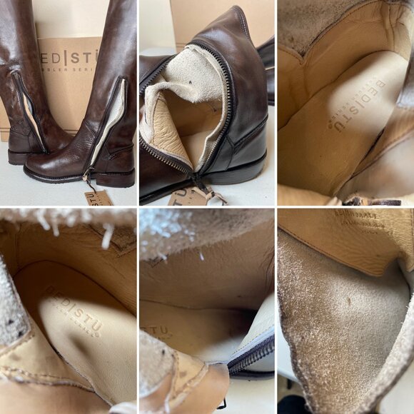 BED STU Manchester Distressed Brown Leather Tall Riding Boots BedStu Size 6.5 - Picture 13 of 16